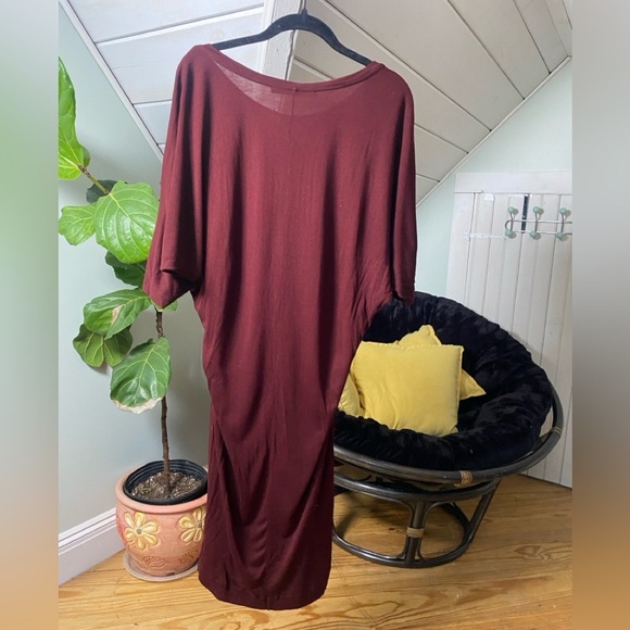 AllSaints Darcy Dress Bat Wing Short Sleeve in Burgundy Size 2 - Picture 6 of 9